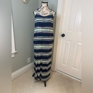 Splendid Blue & Green Maxi Dress | SZ S | Pockets | Lined | Excellent Condition